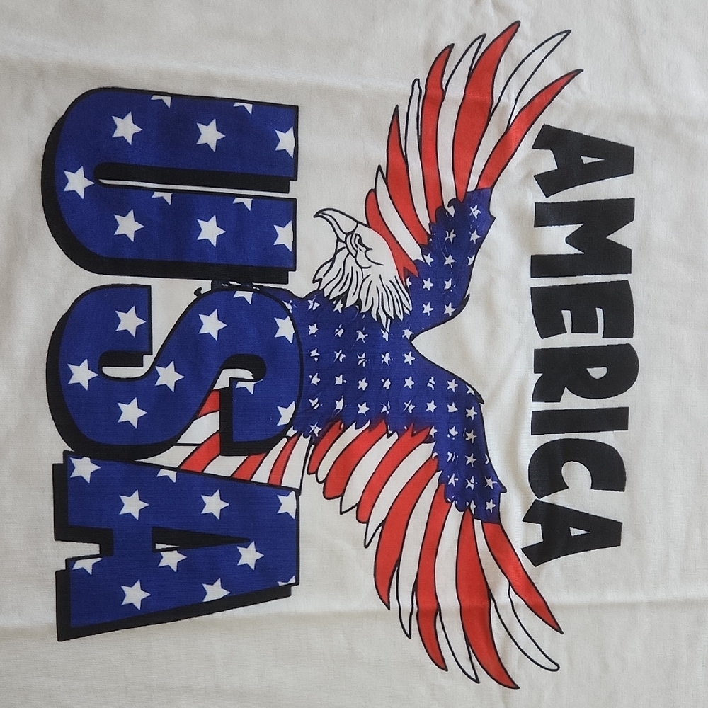 White Graphic T-Shirt with American Eagle Design - Picture 2 of 2
